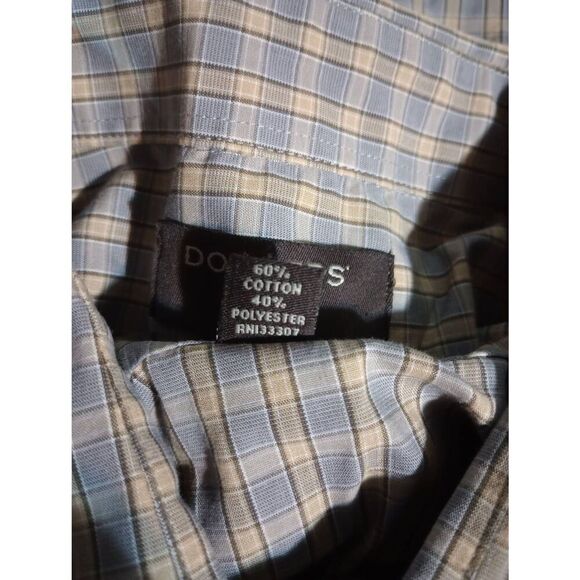 Dockers Shirt Men's Large Blue Tan Button Front‎ Long Sleeve - Picture 8 of 9
